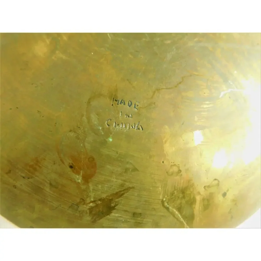 Vintage Chinese Brass Bowl Etched Dragon Design 10